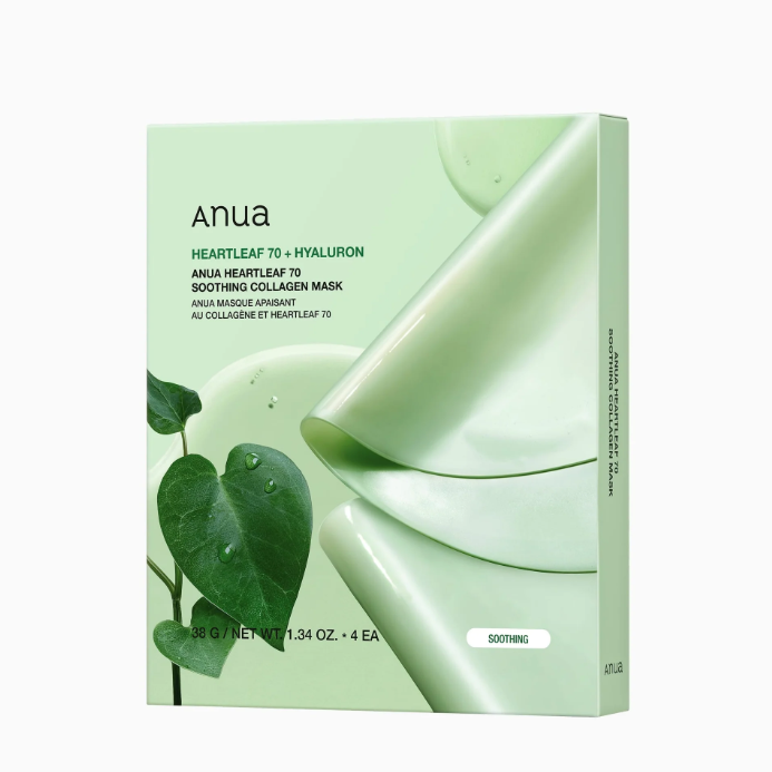 Anua - Heartleaf 70 + Hyaluron Soothing Collagen Mask 38g (4ea)